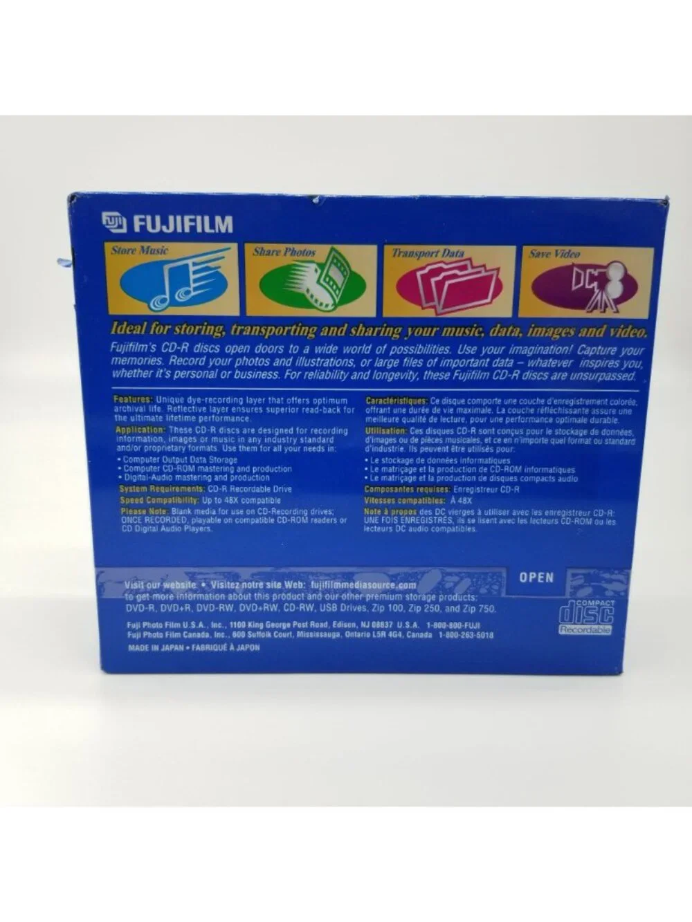 Fujifilm Recordable CD-R 80 Min 700mb Slim Compact Disc Pack of 10 NEW